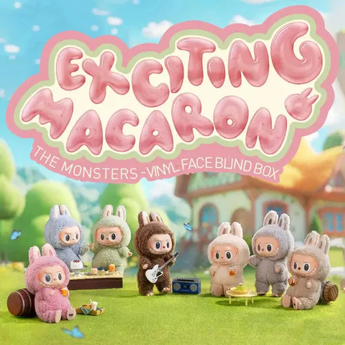 Pelcia Labubu Monster Emocionante Macaron Pop Mart Cor Macaron Empolgante–Elegante