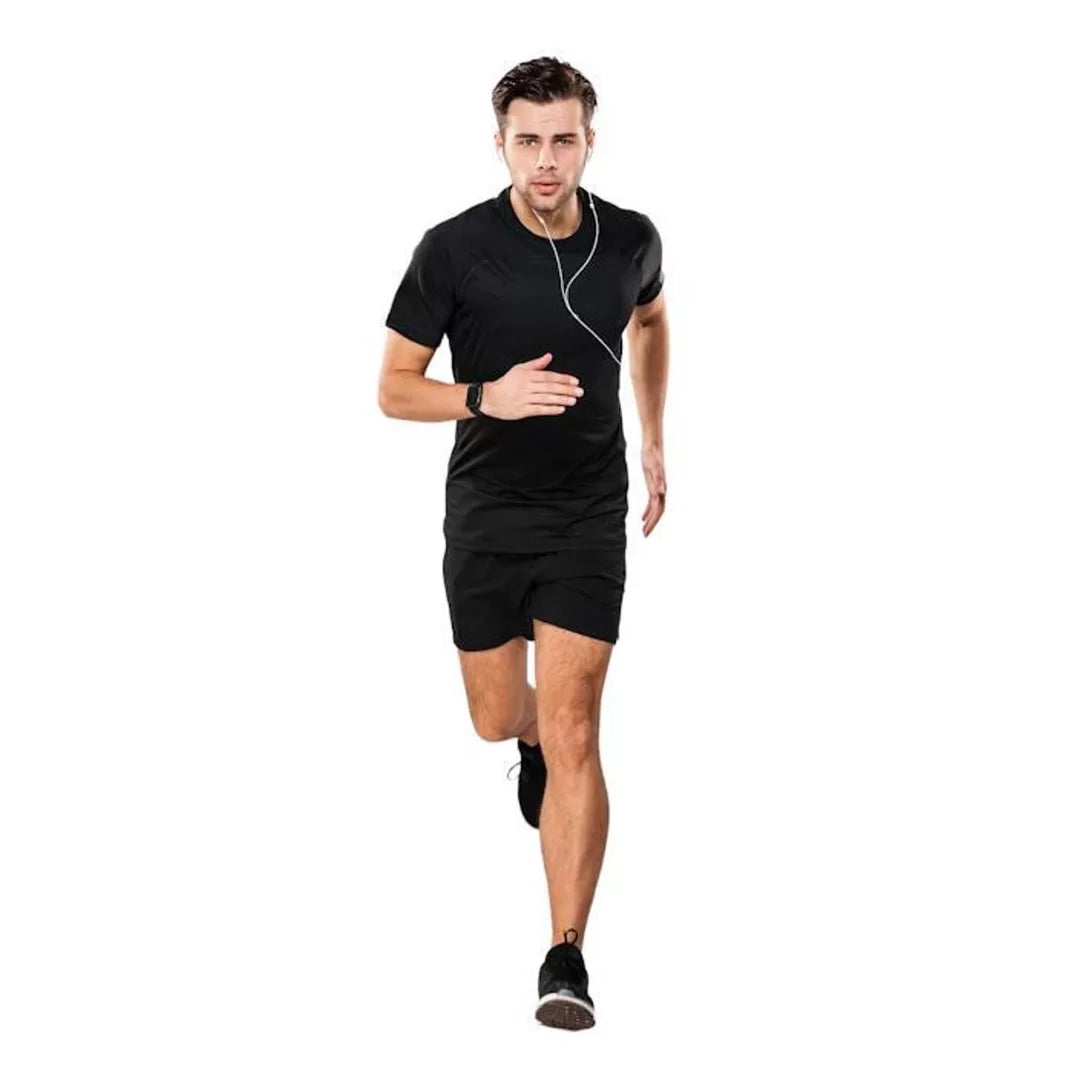 Kit Shorts Bermuda Camiseta Fitness Corrida MASCULINA ALGODO 303 - PretoCinza–Clássico