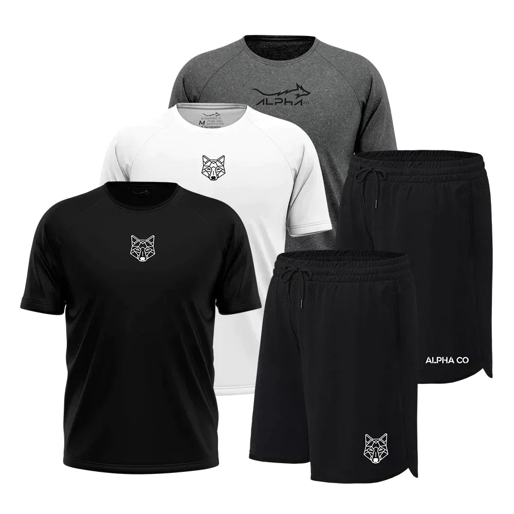 KIT 5 PEAS DRY FIT 3 CAMISETAS 2 BERMUDAS–Premium