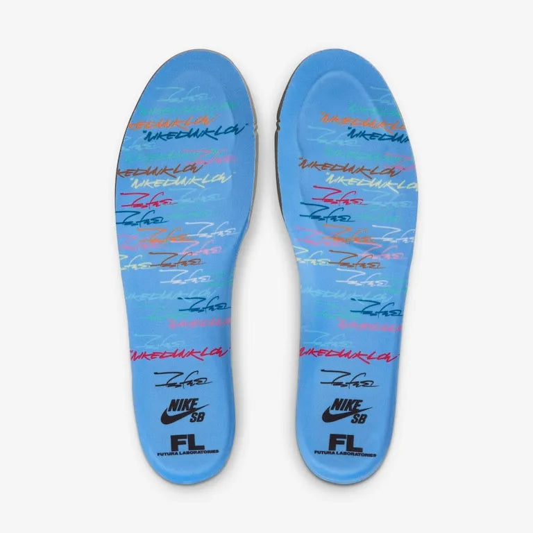 Futura Laboratories x SB Dunk Low White and Geode Teal–Exclusivo