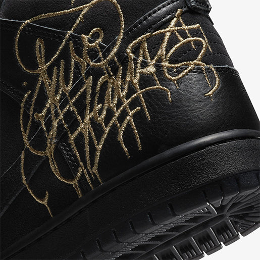 SB Dunk High FAUST Black Gold–Elegante