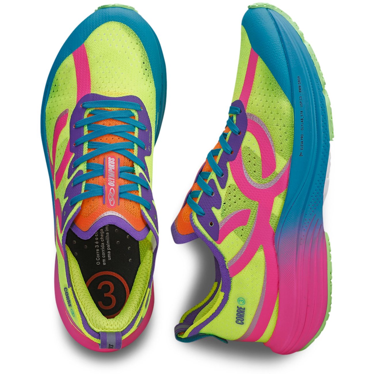 Corre 3 VerdeAzulRosa–Confortável