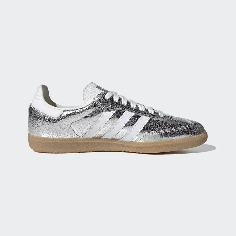 SAMBA OG Silver Metallic Cracked Leather–Confortável